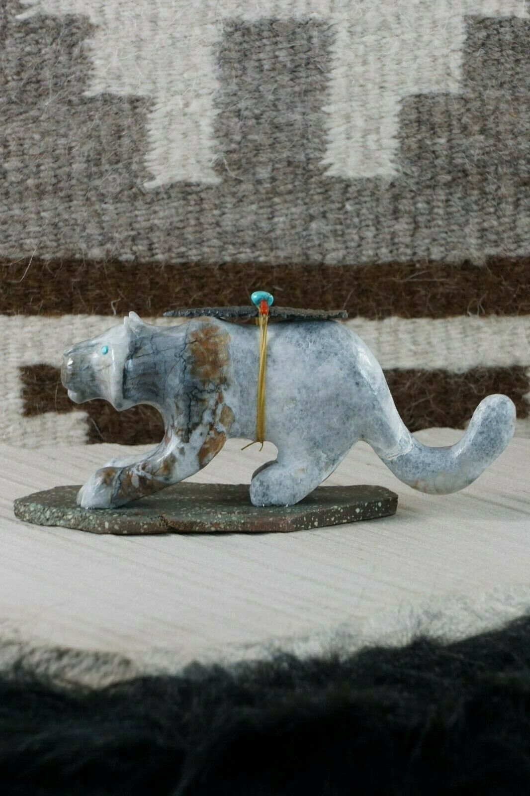 Mountain Lion Zuni Fetish Carving - Clive Hastito - High Lonesome Trading