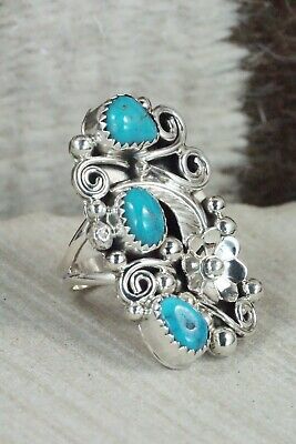 Turquoise & Sterling Silver Ring - Shirley Largo - Size 6.5
