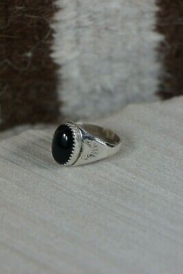 Navajo Onyx and Sterling Silver Ring - Mary Lincoln - Size 8.5 - High Lonesome Trading