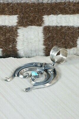 Navajo Turquoise and Sterling Silver Naja Pendant - Derrick Gordon - High Lonesome Trading