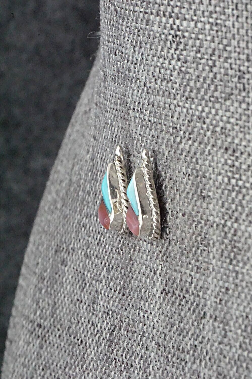 Turquoise, Mother of Pearl & Sterling Silver Earrings - Gloria Tucson