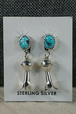 Navajo Turquoise and Sterling Silver Blossom Earrings - Marie Kirlie - High Lonesome Trading