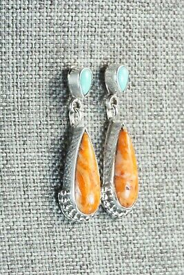Spiny Oyster, Turquoise & Sterling Silver Earrings -Verley Betone