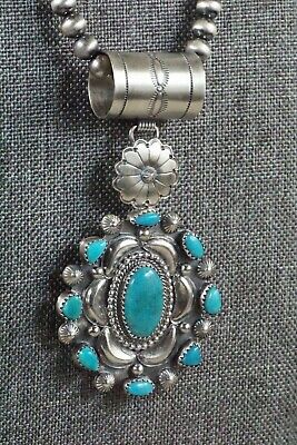 Turquoise Pendant & Sterling Silver Necklace - Tom Lewis