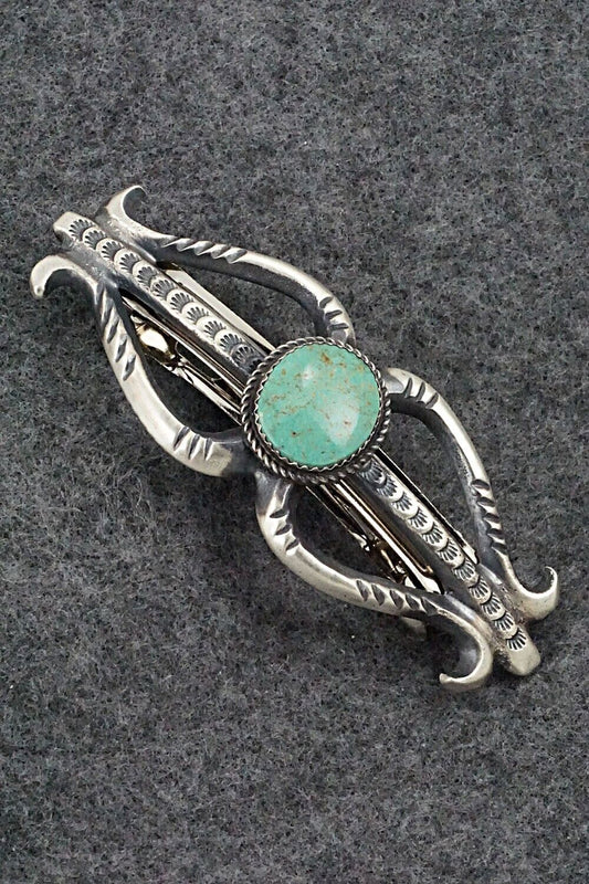 Turquoise & Sterling Silver Hair Barrette - Martha Cayatineto