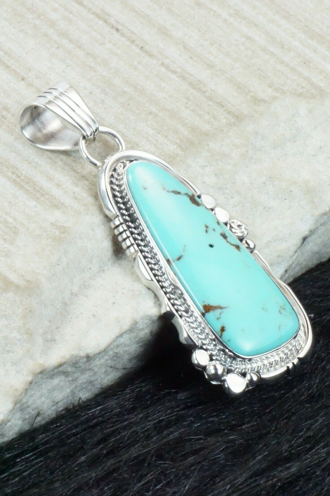 Turquoise and Sterling Silver Pendant - Daniel Benally