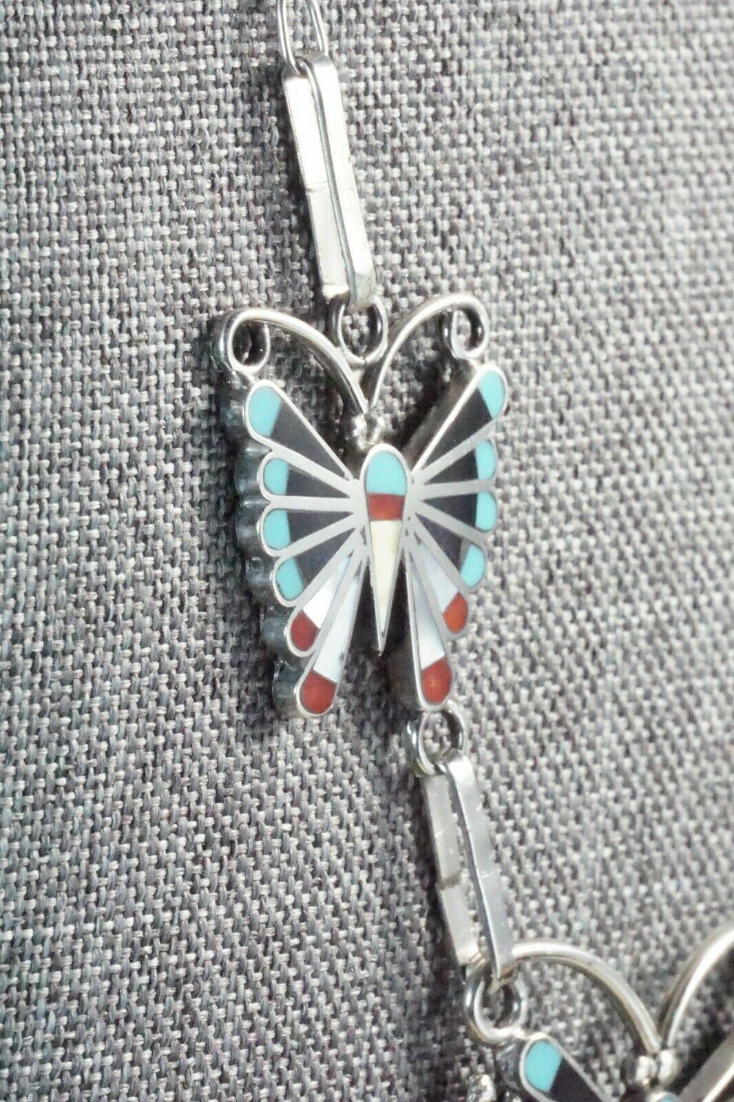 Turquoise, Mother of Pearl & Sterling Silver Inlay Jewelry Set - Adrian Wallace