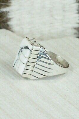 Inlay White Buffalo & Sterling Silver Ring - Ray Jack - Size 9.5 - High Lonesome Trading