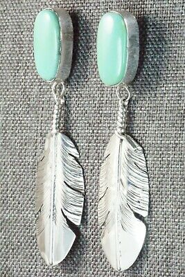 Turquoise & Sterling Silver Feather Earrings - Ben Begay - High Lonesome Trading