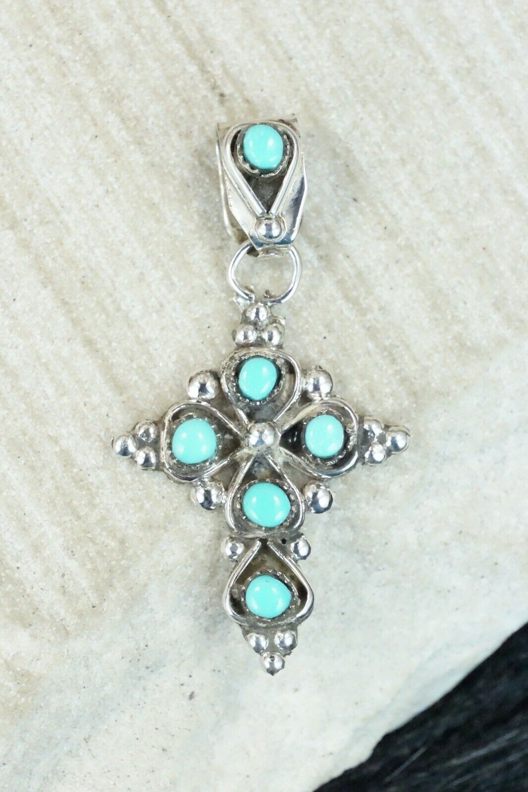 Turquoise & Sterling Silver Pendant - Verdie Booqua