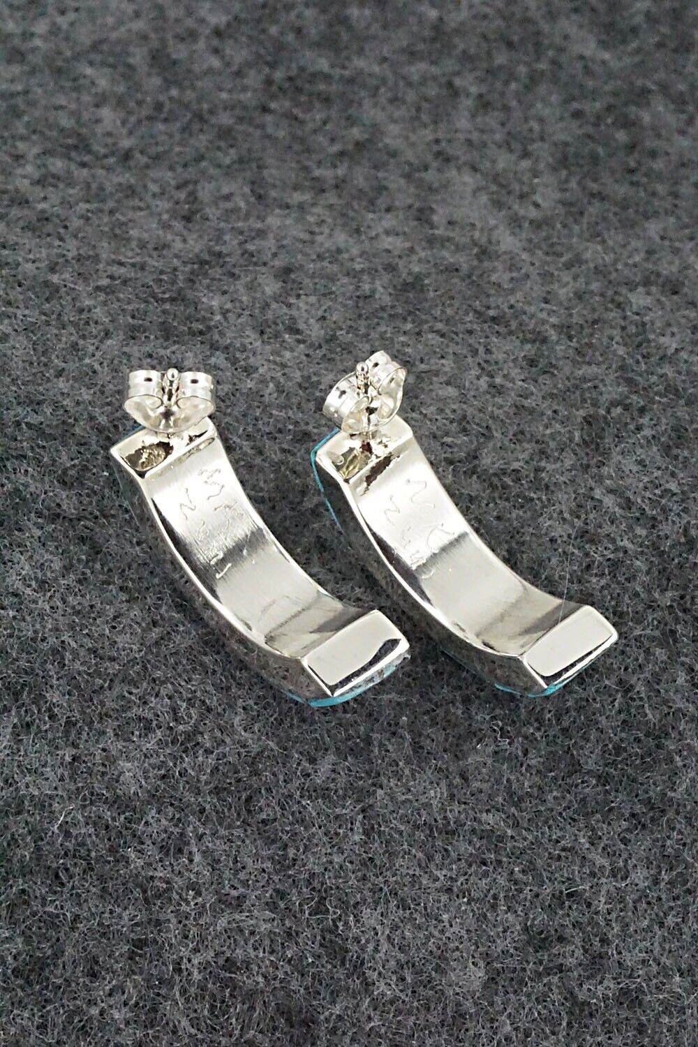 Turquoise & Sterling Silver Inlay Earrings - Monica Kanesta