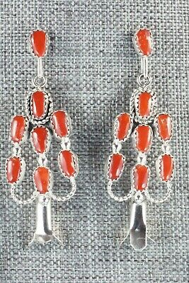 Coral & Sterling Silver Squash Blossom Set - Claudine Penketewa