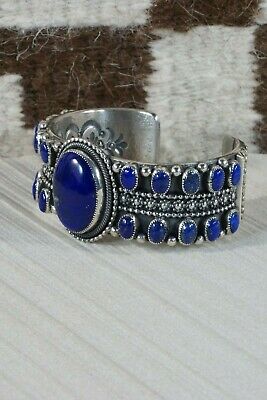 Navajo Lapis & Sterling Silver Bracelet - Myron Etsitty - High Lonesome Trading