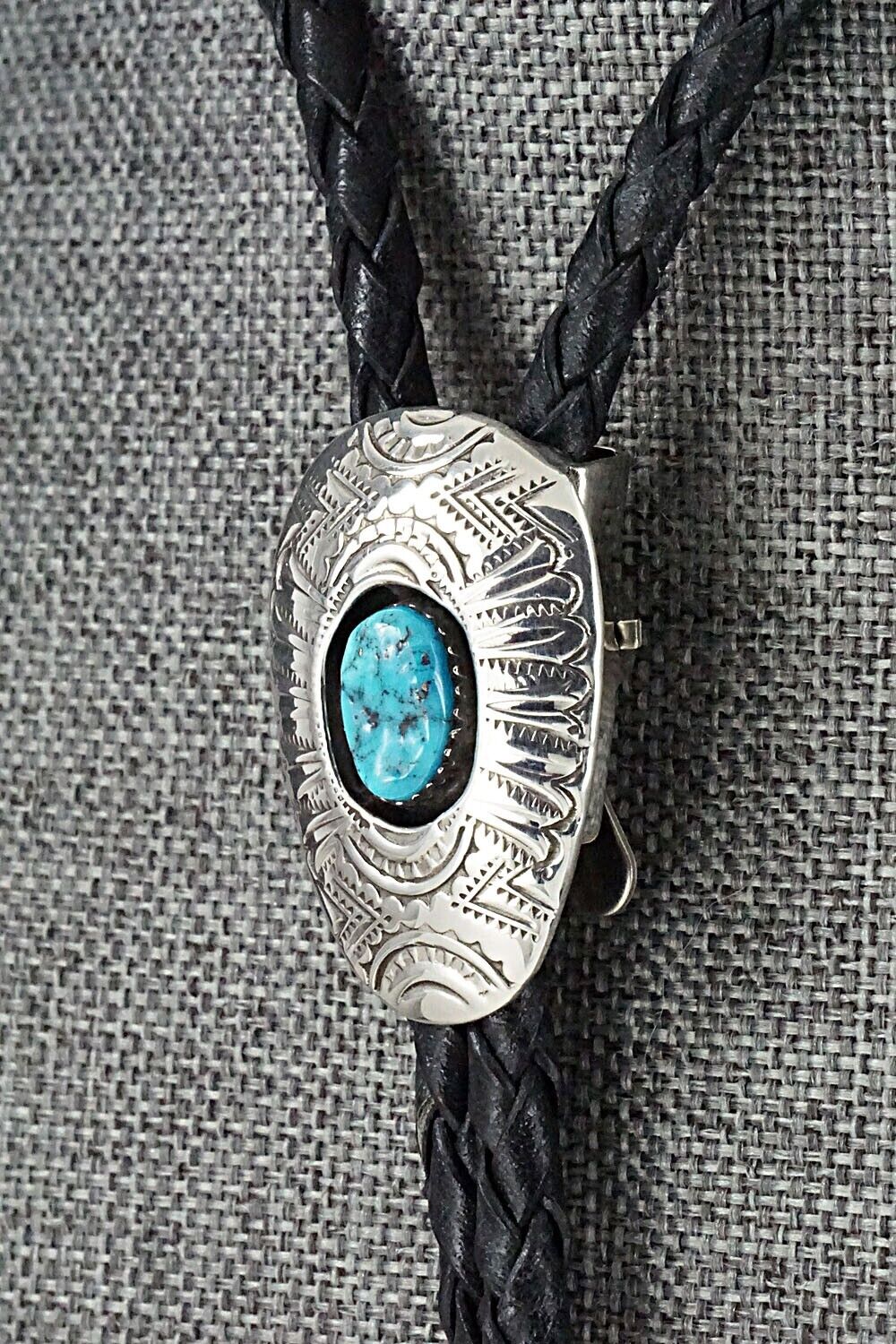 Turquoise & Sterling Silver Bolo Tie - Shirley Skeets