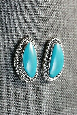 Navajo Turquoise and Sterling Silver Earrings - Lee Shorty