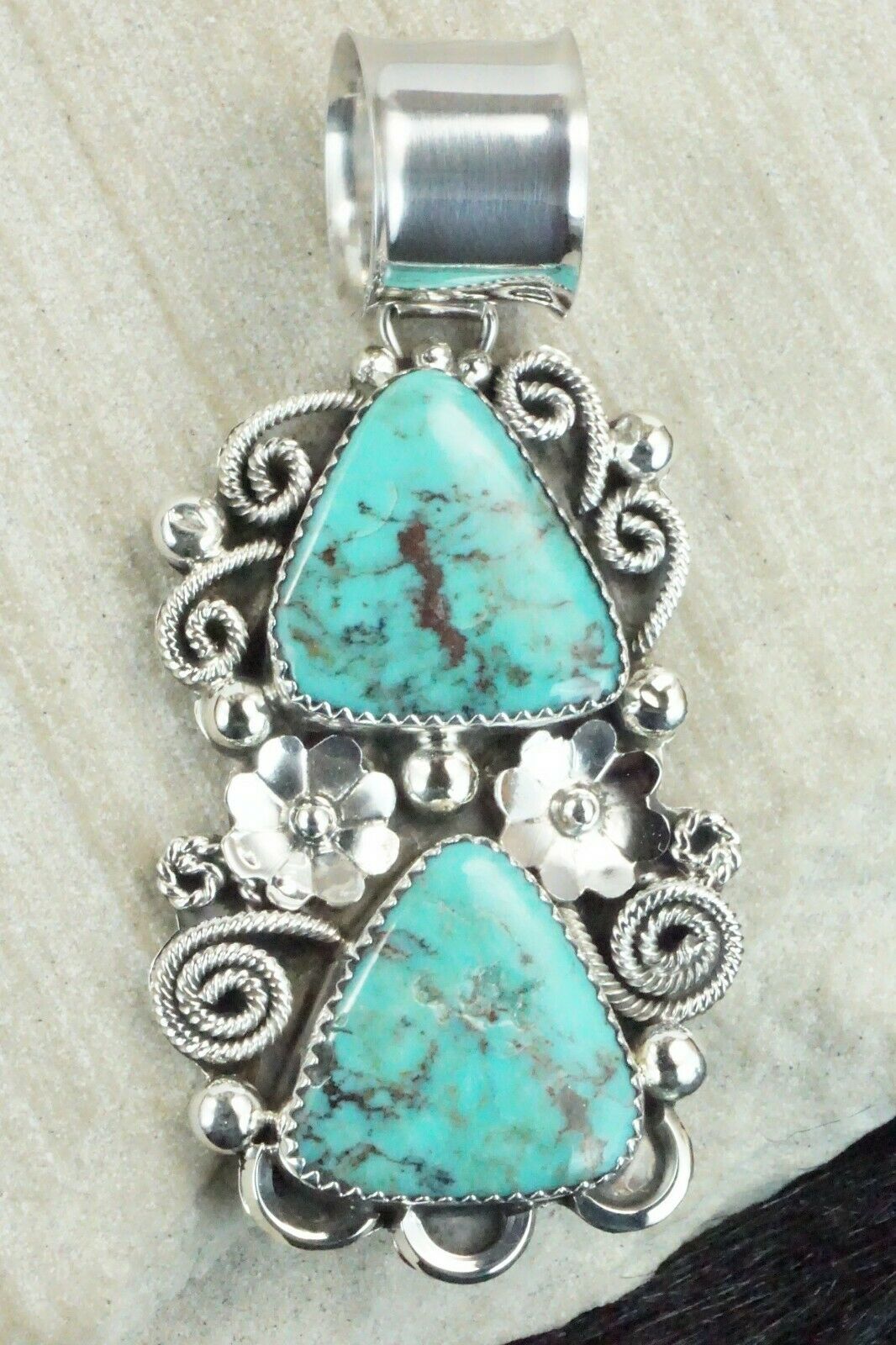 Turquoise and Sterling Silver Pendant - Shirley Largo