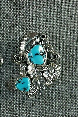 Navajo Turquoise and Sterling Silver Earrings - Harry Yazzie - High Lonesome Trading