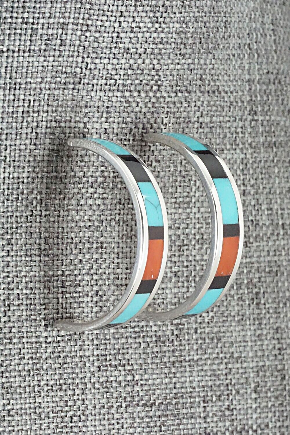 Multi Stone Inlay & Sterling Silver Earrings - Robin Chavez