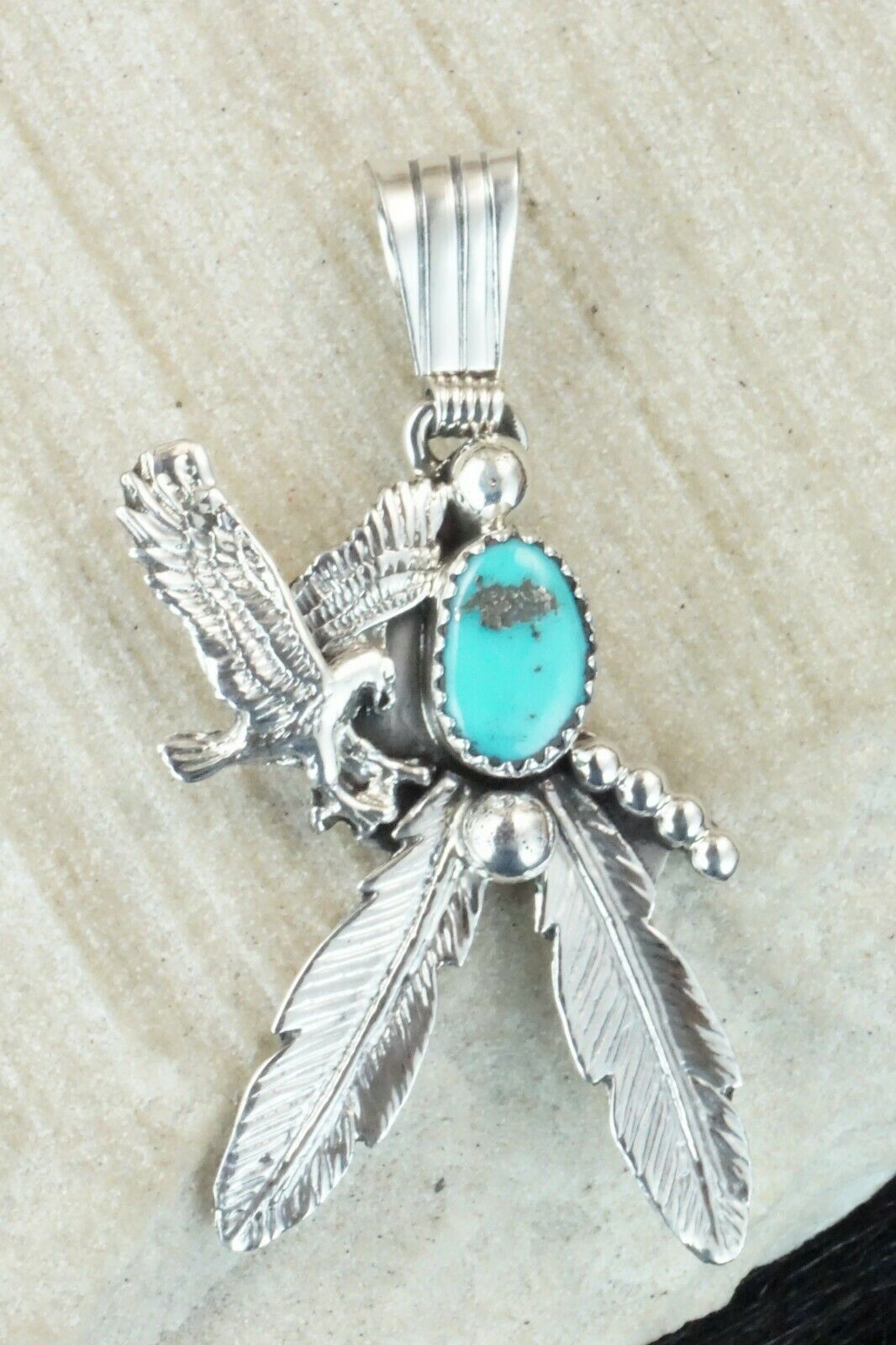 Turquoise and Sterling Silver Pendant - Genevieve Francisco