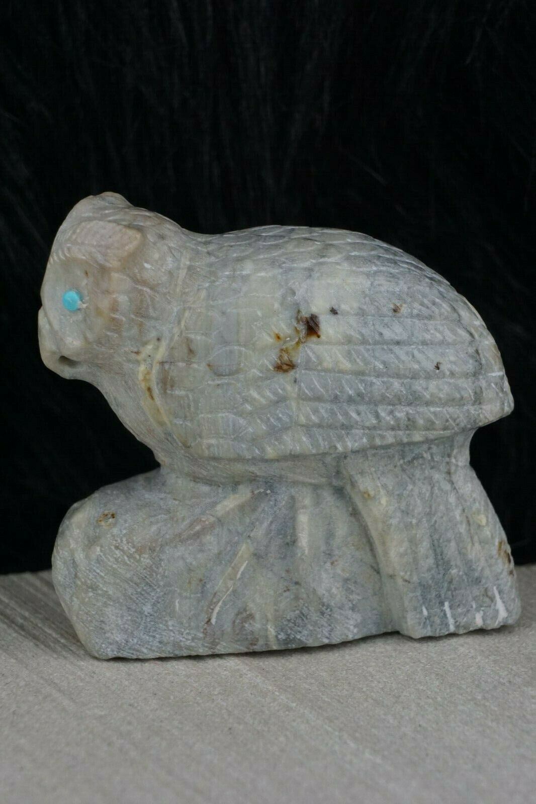 Owl Zuni Fetish Carving - Derrick Kaamasee - High Lonesome Trading