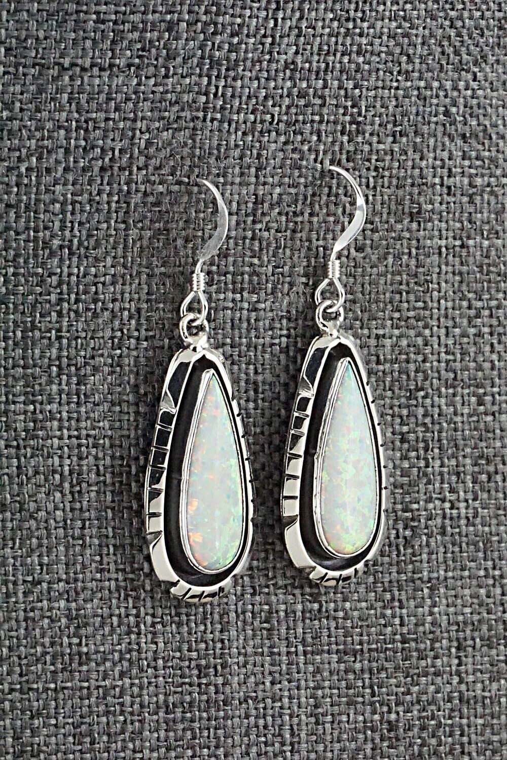 Opalite & Sterling Silver Earrings - Amos Begay