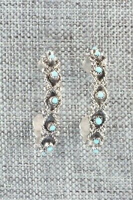 Turquoise & Sterling Silver Hoop Earrings - Georgiann Chavez
