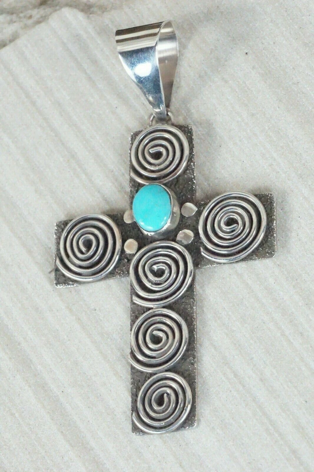 Turquoise & Sterling Silver Cross Pendant - Alex Sanchez - Navajo