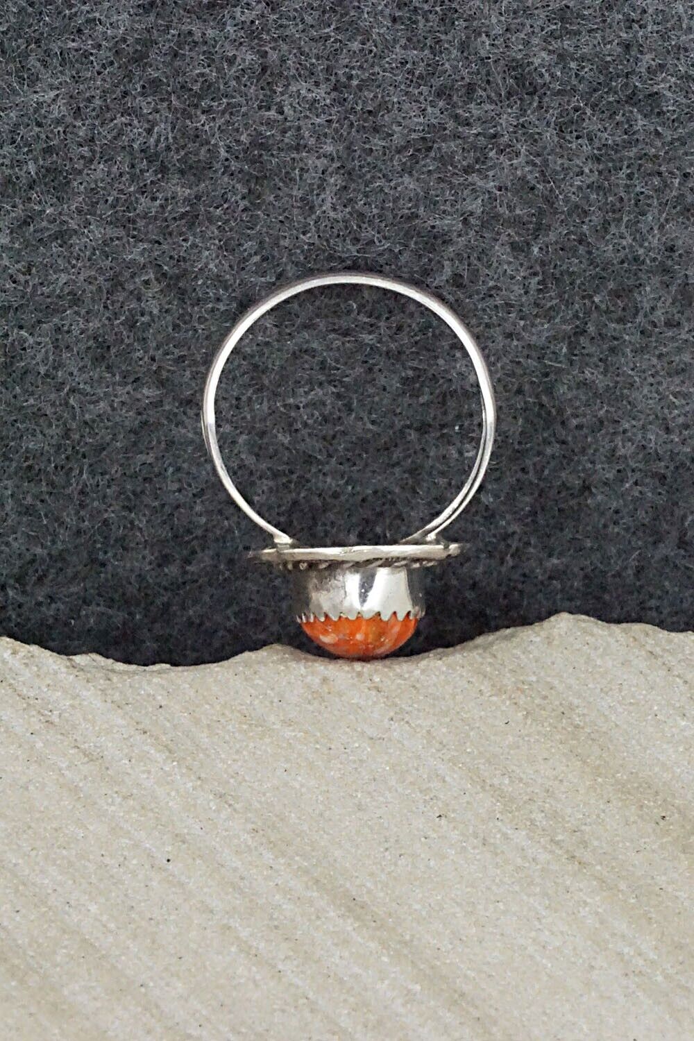 Spiny Oyster & Sterling Silver Ring - Freda Martinez - Size 7