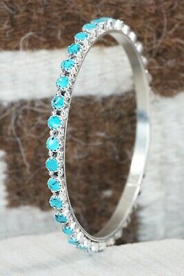 Navajo Turquoise & Sterling Silver Bangle Cuff - Gaynell Parker