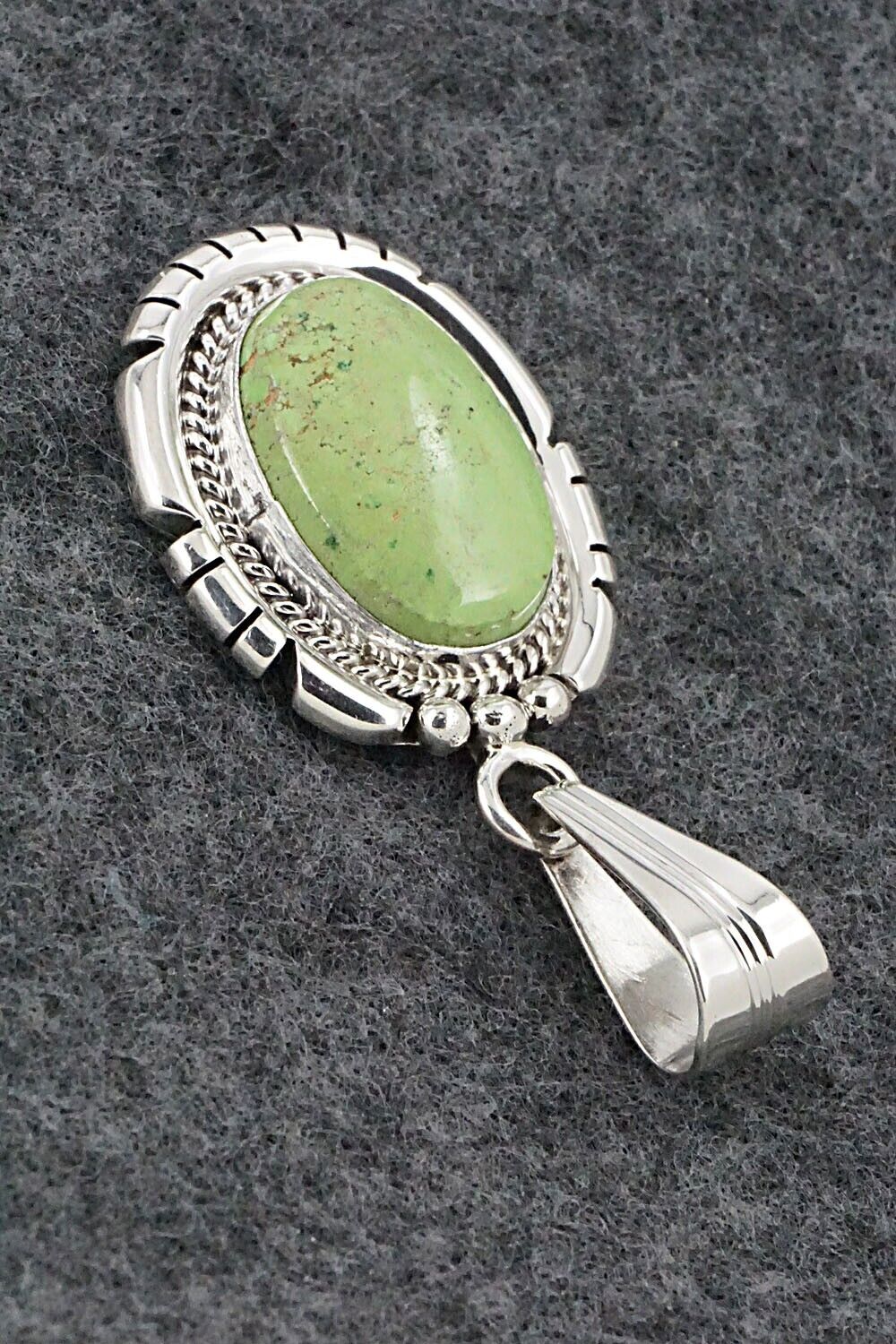 Gaspeite & Sterling Silver Pendant - Samuel Yellowhair
