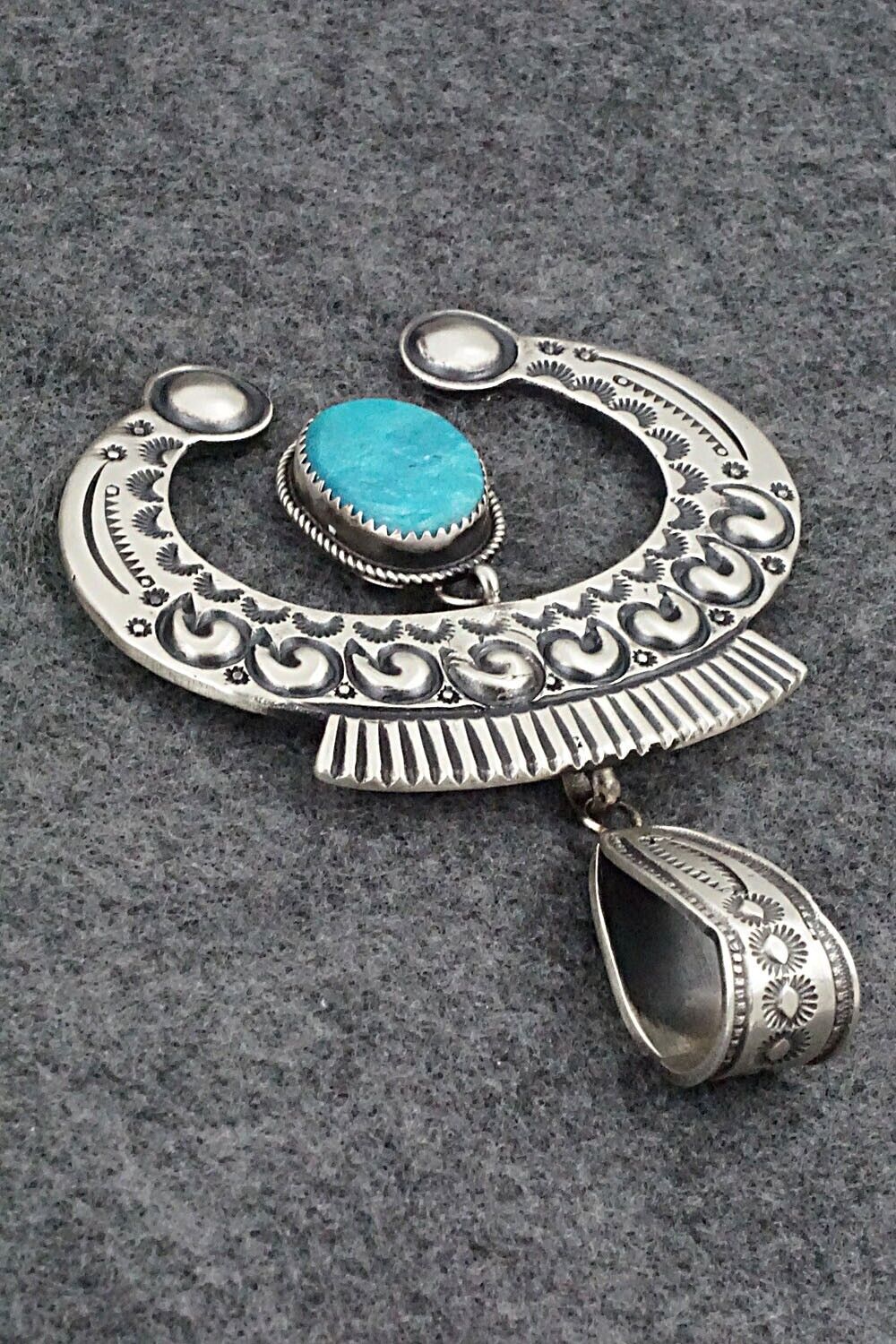 Turquoise and Sterling Silver Pendant - Martha Cayatineto