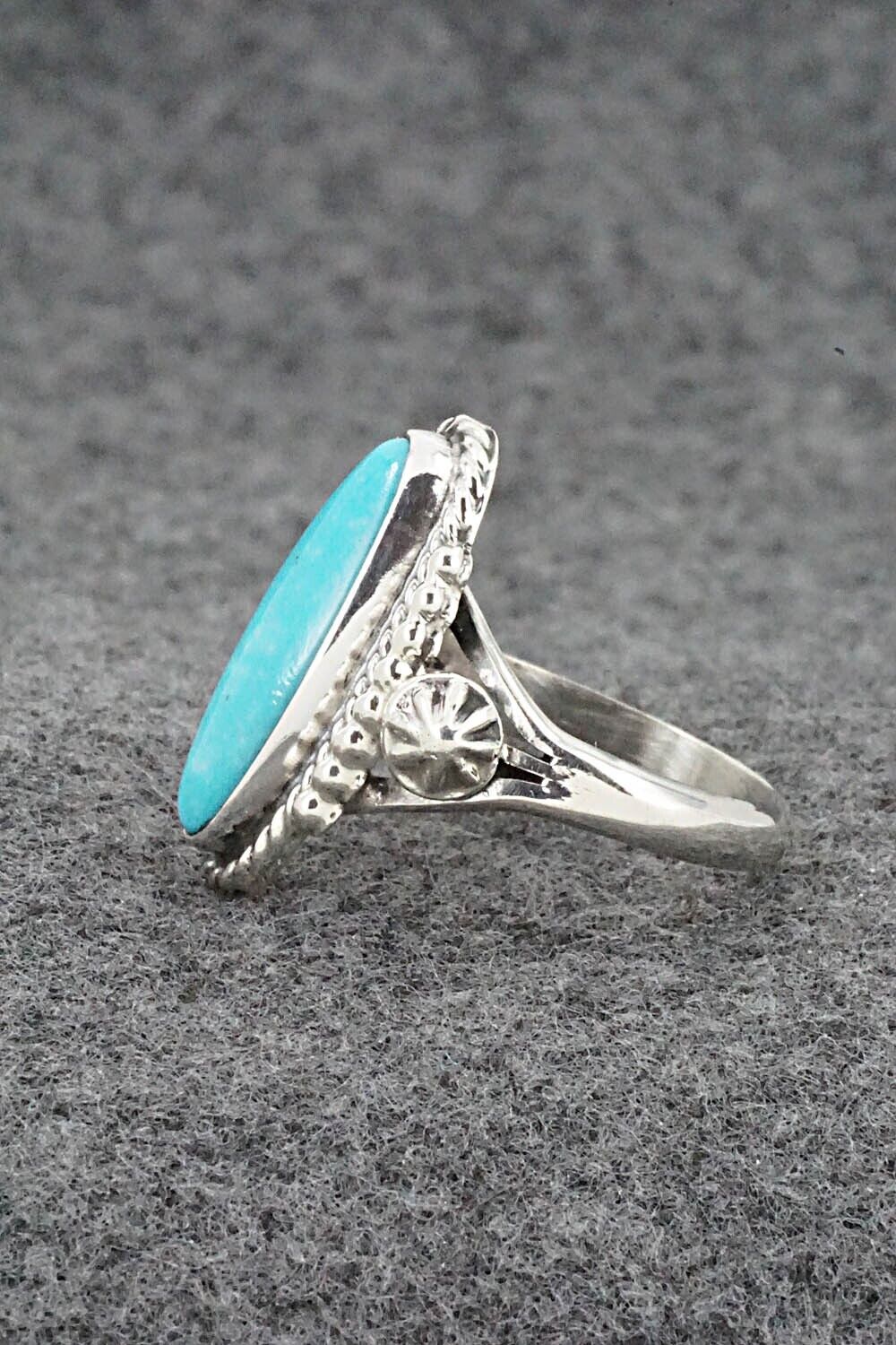 Turquoise & Sterling Silver Ring - Samuel Yellowhair - Size 8.5