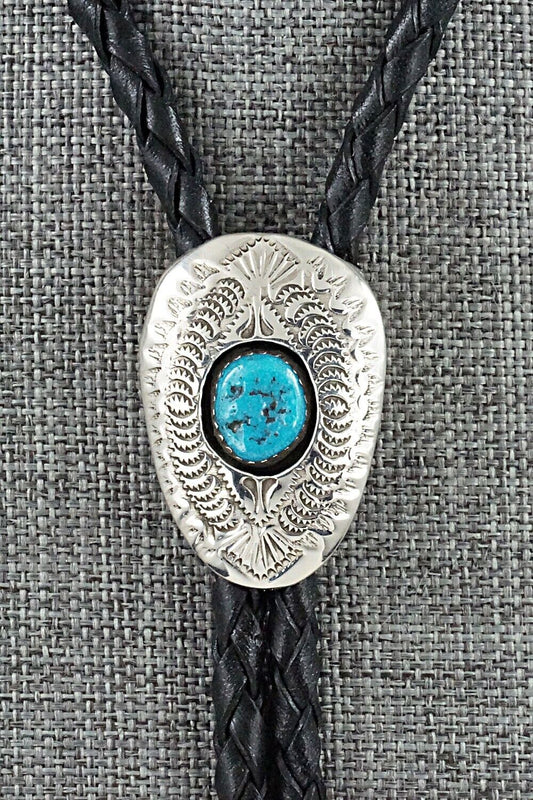 Turquoise & Sterling Silver Bolo Tie - Shirley Skeets