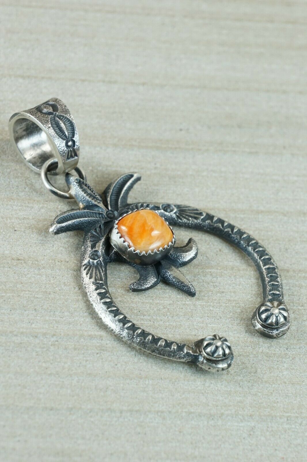 Navajo Spiny Oyster and Sterling Silver Pendant - Kevin Billah