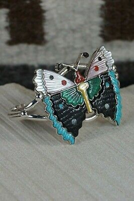 Turquoise Inlay Butterfly & Sterling Silver Bracelet - Tamara Pinto - Navajo - High Lonesome Trading