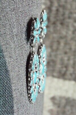 Navajo Turquoise and Sterling Silver Earrings - Zeita Begay