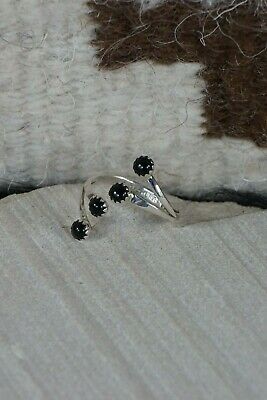 Navajo Onyx and Sterling Silver Ring - Harris Largo - Size 8.5 - High Lonesome Trading