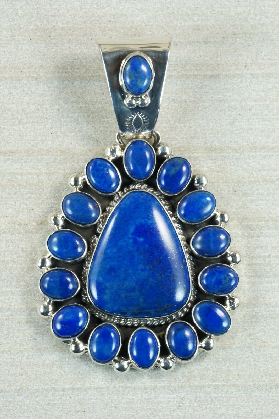 Navajo Lapis and Sterling Silver Pendant - Raymond Delgarito