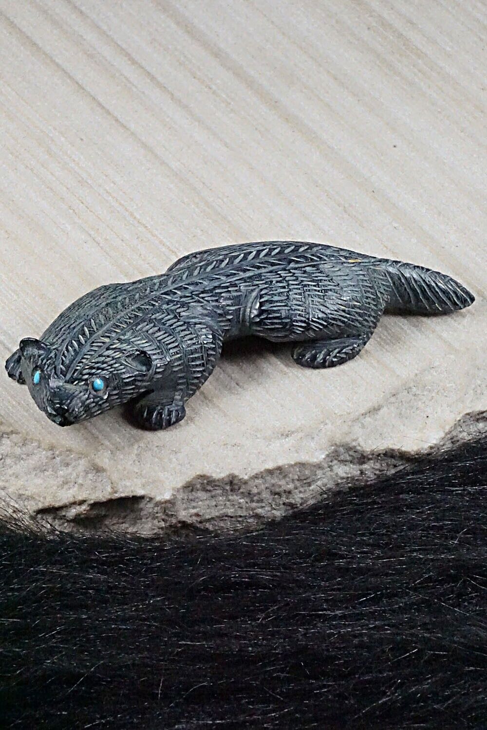 Badger Zuni Fetish Carving - Lance Cheama