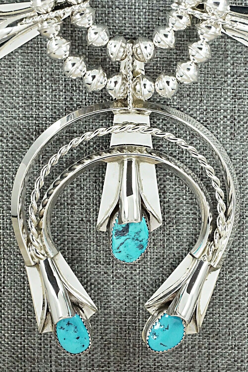 Turquoise & Sterling Silver Squash Blossom Set - Louise Yazzie