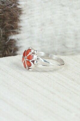 Coral & Sterling Silver Ring - Bernadette Hattie - Size - 7