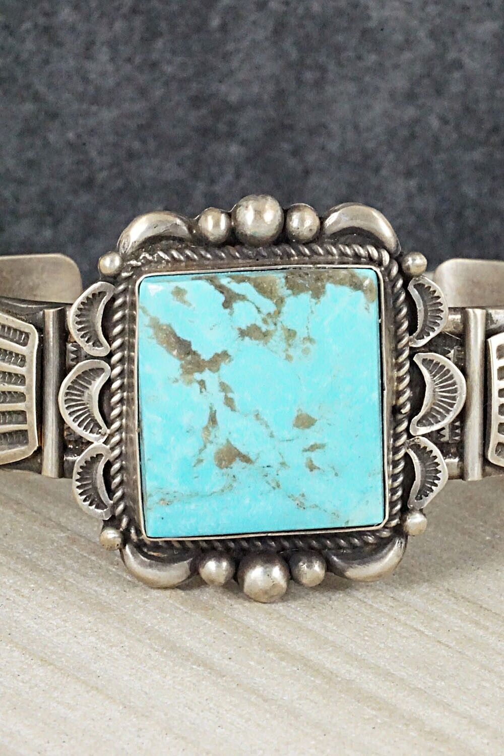 Turquoise & Sterling Silver Bracelet - Ronald Tom
