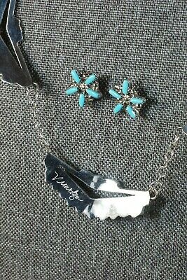Zuni Turquoise & Sterling Silver Necklace & Earrings Set - Veronica Martza - High Lonesome Trading