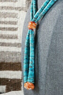 Santo Domingo Traditional Turquoise & Spiny Oyster Necklace - Lupe Lovato - High Lonesome Trading