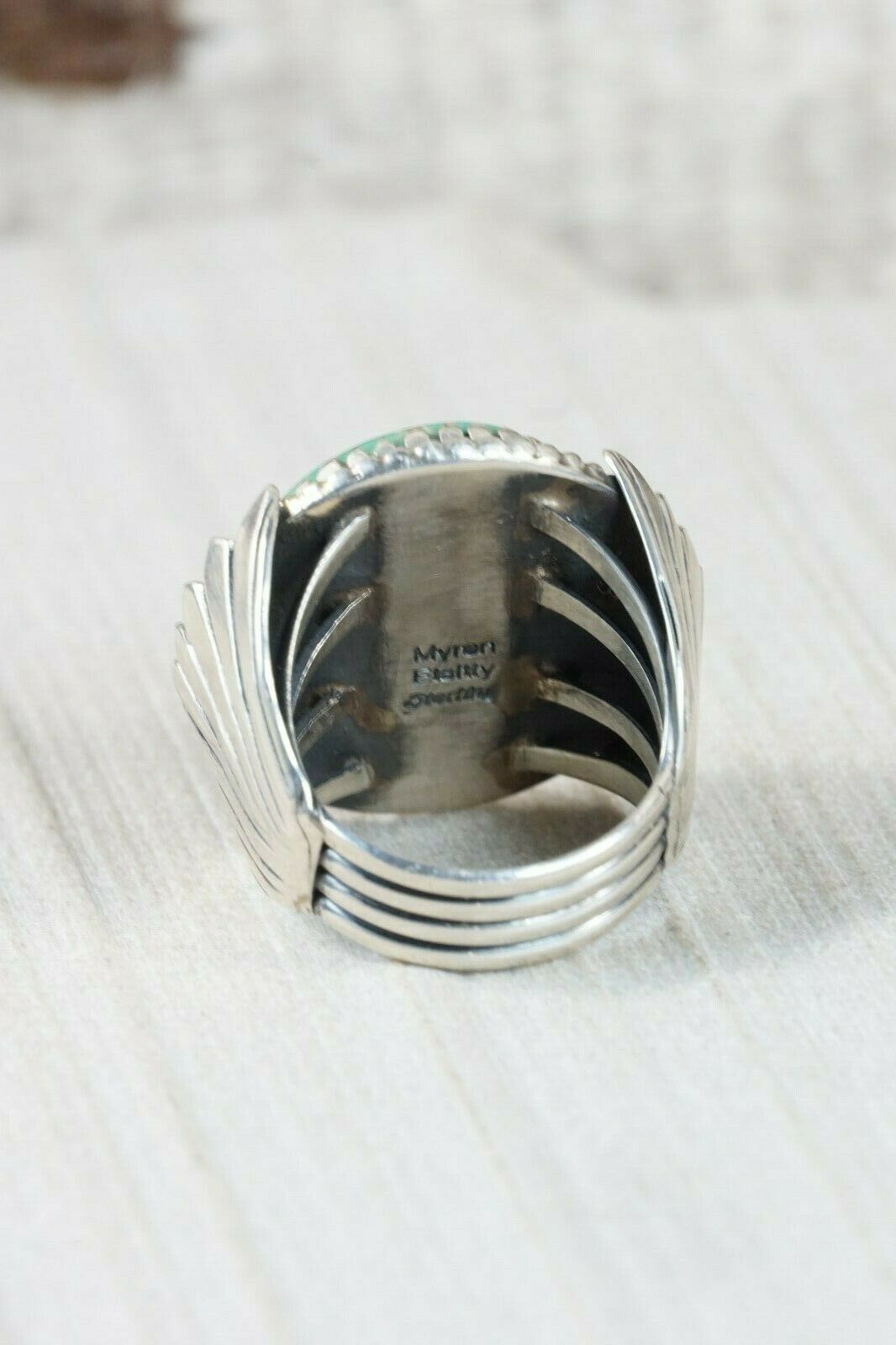 Navajo Turquoise and Sterling Silver Ring - Myron Etsitty - Size 11 - High Lonesome Trading