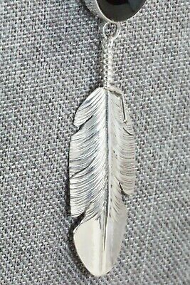 Onyx, Sterling Silver Feather & Chain Necklace - Ben Begay - High Lonesome Trading