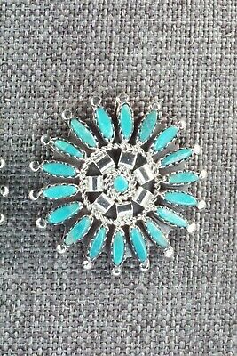 Turquoise and Sterling Silver Earrings - Nathaniel Nez