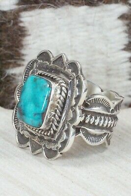 Turquoise and Sterling Silver Ring - Leonard Maloney - Size 12