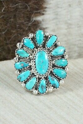 Turquoise and Sterling Silver Ring - Justina Wilson - Size 8
