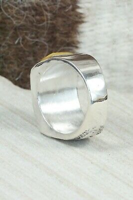 Turquoise & Sterling Silver Ring - Leslie & Gladys Lamy - Size 10.75
